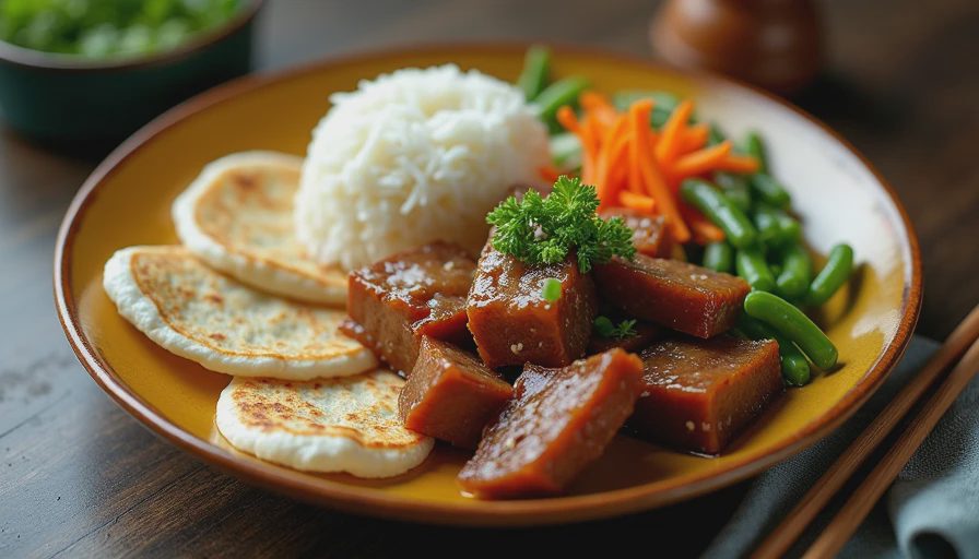 Visual context for carbs in moo shu pork