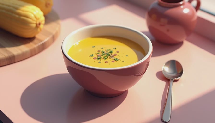 Visual context for velvet corn soup